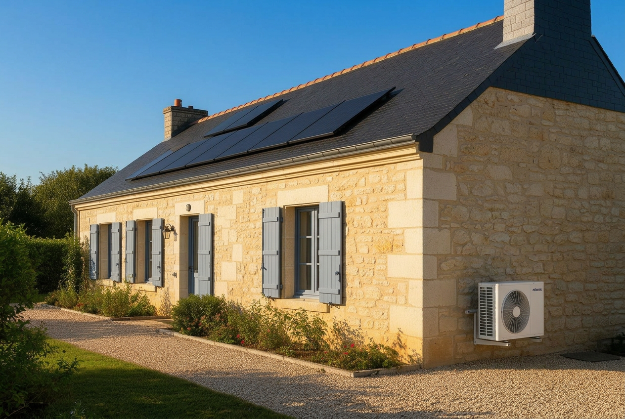 Maison individuelle équipée d'une pompe à chaleur air/eau